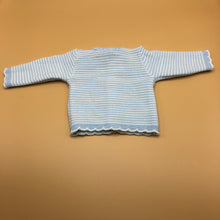 Load image into Gallery viewer, Tiny Baby and Premature baby Boy&#39;s cardigan in Blue Dinosaur Applique