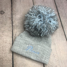 Load image into Gallery viewer, Baby Knitted Double Bobble Hat 0-12 Months Blue White Pink Cream Navy (Copy)