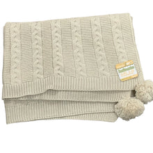 Load image into Gallery viewer, Baby Wrap Blanket 70 x 100cms Beige with Pom Poms