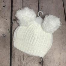 Load image into Gallery viewer, Baby Knitted Double Bobble Hat 0-12 Months Blue White Pink Cream Navy