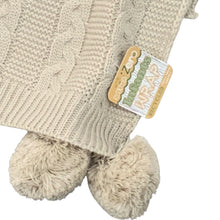 Load image into Gallery viewer, Baby Wrap Blanket 70 x 100cms Beige with Pom Poms