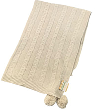 Load image into Gallery viewer, Baby Wrap Blanket 70 x 100cms Beige with Pom Poms