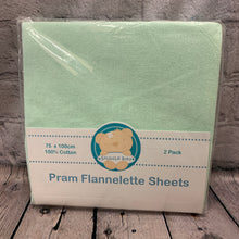Load image into Gallery viewer, Pram or Moses Basket Flat Flannelette Sheets - Peppermint Green 75 x 100 cms