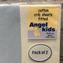 Load image into Gallery viewer, Crib Cradle or Coach Pram Fitted Sheets 40 x 94 cms Blue