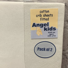 Load image into Gallery viewer, White Pram Fitted Cotton Interlock For Crib or Hard Bodies Pram - Pack of 2 Fits Upto 40 x 94 cms