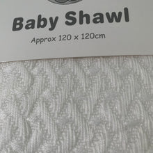 Load image into Gallery viewer, White Christening Baptism Shawl for Baby Cross Silver 120 x 120 cms