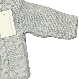 Baby Boys Girls Grey Knitted Jacket Cardigan with Hat & Bobbles Grey