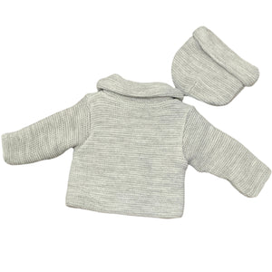 Baby Boys Girls Grey Knitted Jacket Cardigan with Hat & Bobbles Grey