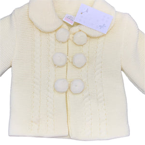 Baby Boys Girls Lemon Yellow Knitted Jacket Cardigan with Hat & Bobbles