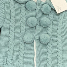 Load image into Gallery viewer, Baby Boys Girls Green and White Knitted Jacket Cardigan with Hat &amp; Bobbles