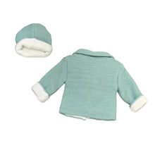 Load image into Gallery viewer, Baby Boys Girls Green and White Knitted Jacket Cardigan with Hat &amp; Bobbles