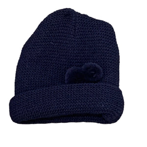 Baby Boys Girls Navy Blue Knitted Jacket Cardigan with Hat & Bobbles