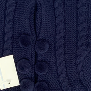 Baby Boys Girls Navy Blue Knitted Jacket Cardigan with Hat & Bobbles