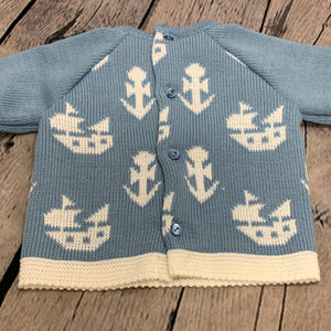 Baby Boy's Blue Newborn Spanish Knitted 3 Piece Outfit