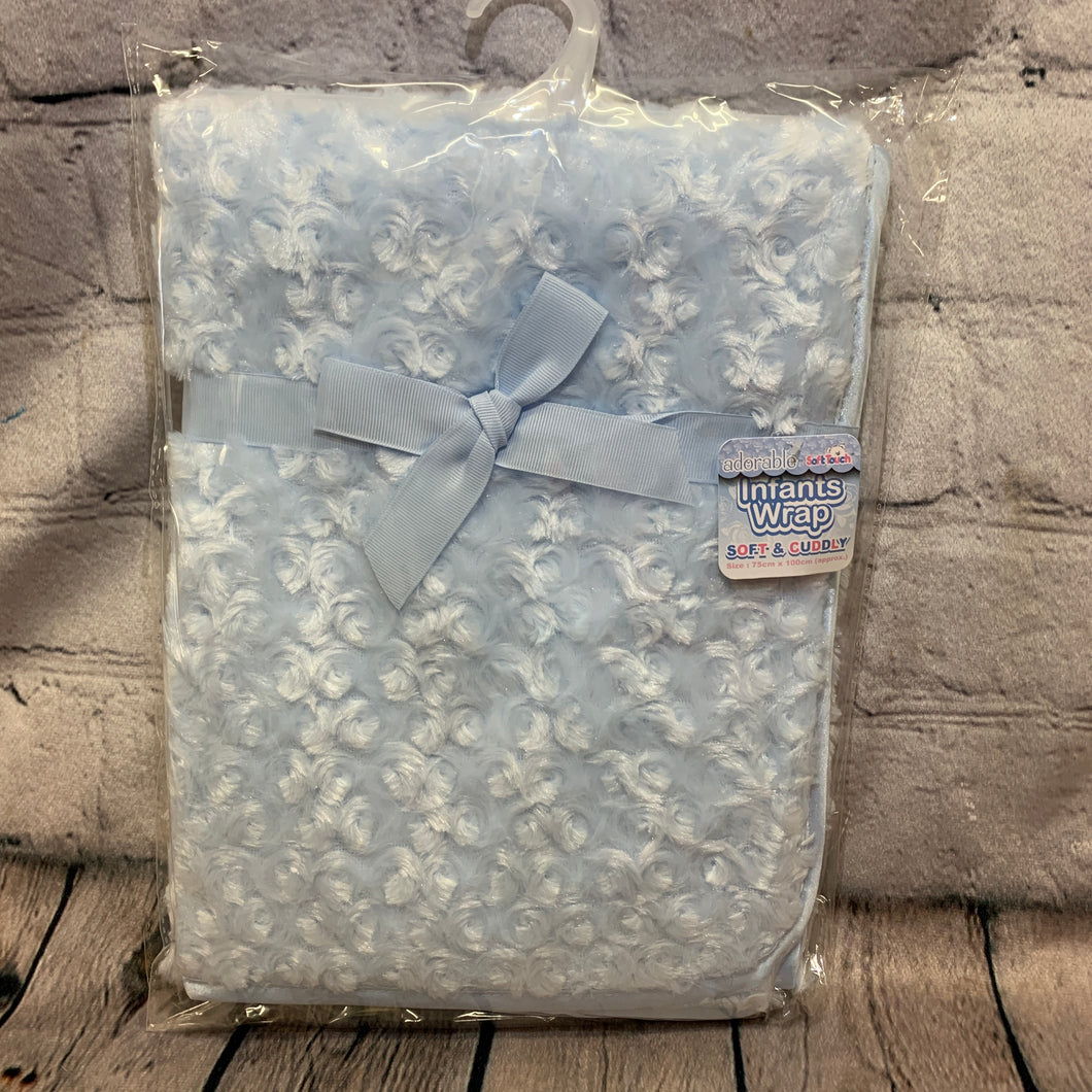 Baby Wrap Fleece Blanket  70 x 100cms Pale Blue or Pink