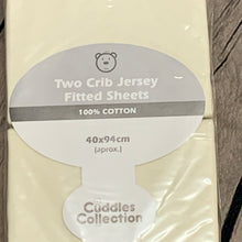 Load image into Gallery viewer, Cream Pram Fitted Cotton Interlock For Crib or Hard Bodies Pram - Pack of 2 Fits Upto 40 x 94  cms