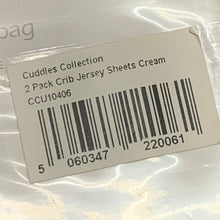 Load image into Gallery viewer, Cream Pram Fitted Cotton Interlock For Crib or Hard Bodies Pram - Pack of 2 Fits Upto 40 x 94  cms