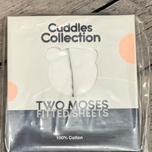 Load image into Gallery viewer, Pram or Moses Basket Fitted Cotton Interlock Sheets - White  73 x 30 cms