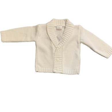 Baby Boys White Knitted Roll Neck Cardigan