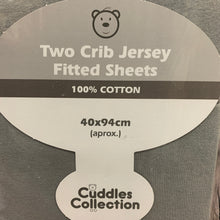 Load image into Gallery viewer, Grey Pram Fitted Cotton Interlock For Crib or Hard Bodies Pram - Pack of 2 Fits Upto 40 x 94 cms