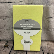 Load image into Gallery viewer, Pram or Moses Basket Fitted Cotton Interlock Sheets - Yellow 73 x 30 cms