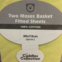 Load image into Gallery viewer, Pram or Moses Basket Fitted Cotton Interlock Sheets - Yellow 73 x 30 cms