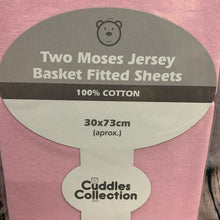 Load image into Gallery viewer, Pram or Moses Basket Fitted Cotton Interlock Sheets - Pink 73 x 30 cms