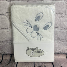 Load image into Gallery viewer, Hooded Baby Bath Robe White Grey 70 x 70 cms