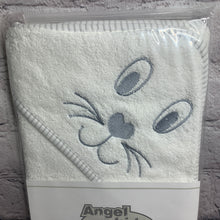 Load image into Gallery viewer, Hooded Baby Bath Robe White Grey 70 x 70 cms