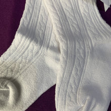 Load image into Gallery viewer, Baby Knee Long Socks White Satin Bow