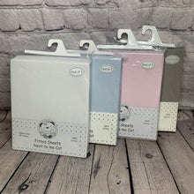 Load image into Gallery viewer, Next to Me Fitted Sheets Crib or Cradle Cotton Interlock Fits Up To 56 x 86 cms (Copy)