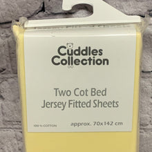 Load image into Gallery viewer, Fitted Jersey Cotton Cot Bed Toddler Bed Sheets Size Fits Up to 140 x 70 cms Buttermilk Yellow