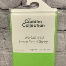 Load image into Gallery viewer, Fitted Jersey Cotton Cot Bed Toddler Bed Sheets Size Fits Up to 140 x 70 cms Lime Green