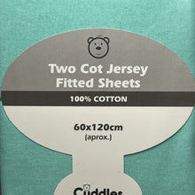 Load image into Gallery viewer, Fitted Jersey Cotton Cot Sheets Size Fits Up to 120 x 60 cms Aqua