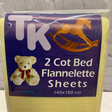 Load image into Gallery viewer, Cot Bed Flat Flannelette Sheets - Yellow 140 x 180 cms