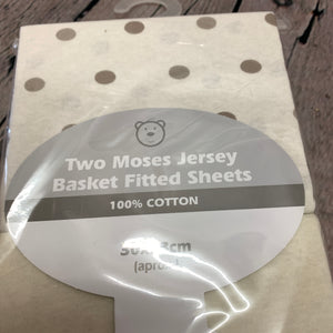 Pram or Moses Basket Fitted Sheets Cream & Beige Spots 30 x 73 cms