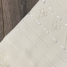 Load image into Gallery viewer, White Christening Baptism Shawl for Baby with Ribbon Detail 110 x 110 cms