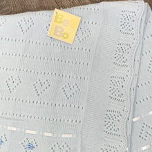 Load image into Gallery viewer, Pale Blue Christening Baptism Shawl for Baby with Ribbon Detail 110 x 110 cms