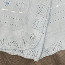 Load image into Gallery viewer, Pale Blue Christening Baptism Shawl for Baby with Ribbon Detail 110 x 110 cms