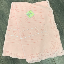 Load image into Gallery viewer, Pink  Christening Baptism Shawl for Baby with Ribbon Detail 110 x 110 cms