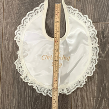 Load image into Gallery viewer, Cream Satin Christening Bib My Christening Day