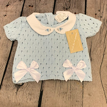 Load image into Gallery viewer, Baby Girl's Knitted 3 PieceOutfit White Blue Lemon Yellow