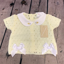 Load image into Gallery viewer, Baby Girl's Knitted 3 PieceOutfit White Blue Lemon Yellow