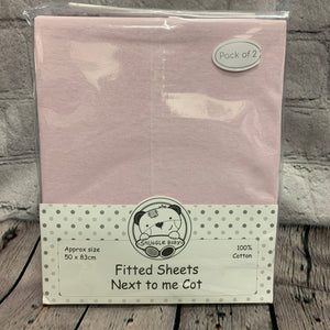 Next to Me Fitted Sheets Crib or Cradle Cotton Interlock Fits Up To 50 x 83 cms