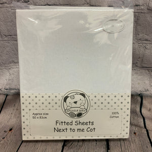 Next to Me Fitted Sheets Crib or Cradle Cotton Interlock Fits Up To 50 x 83 cms