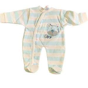Newborn Tiny Baby Premature Baby Outfit Sets White Pale Blue 100% Cotton - Striped 2267
