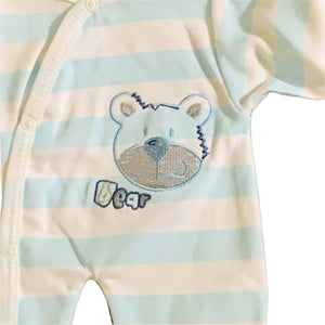 Newborn Tiny Baby Premature Baby Outfit Sets White Pale Blue 100% Cotton - Striped 2267