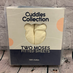 Pram or Moses Basket Fitted Sheets Cream 30 x 73 cms
