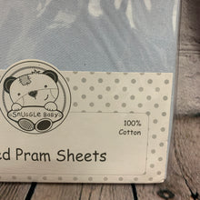 Load image into Gallery viewer, Pram Fitted Pale Blue Cotton Interlock - Pack of 2 40 x 80 cms