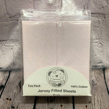 Load image into Gallery viewer, Pram Fitted Pale Pink Cotton Interlock - Pack of 2 40 x 80 cms